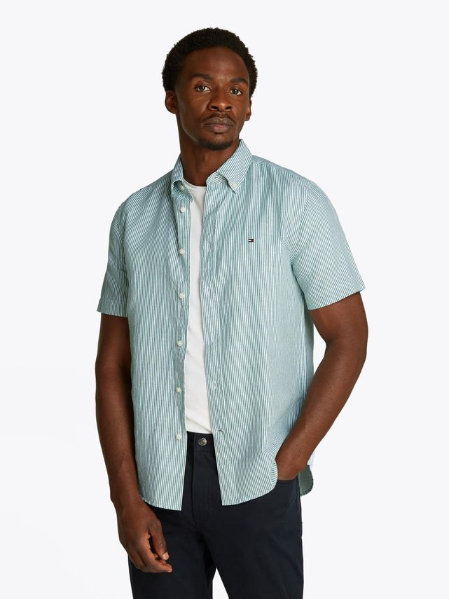 Cotton Linen Ess Stp Rf Ss Shirt fra Tommy Hilfiger