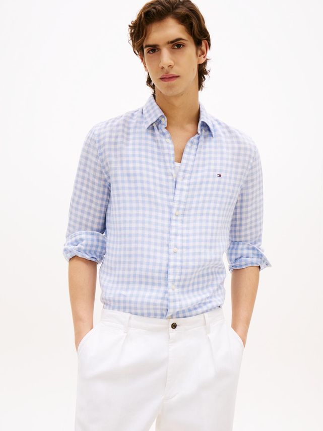 Linen Essential Gingham Rf Shirt fra Tommy Hilfiger
