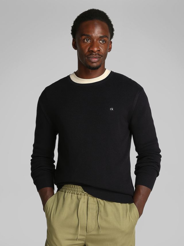 Calvin Klein Micro Waffle Cn Sweater - Fantastisk tilbud!