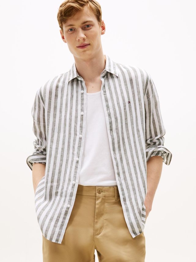 Linned Bengal Stripe Skjorte fra Tommy Hilfiger - Udsalg!
