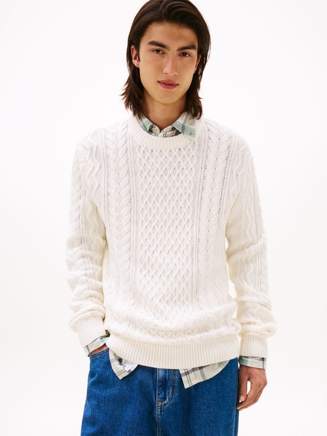 Tjm Slm Badge Cable Knit Sweater fra Tommy Jeans