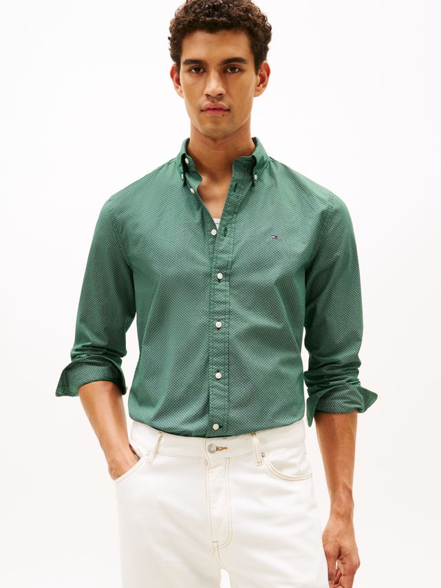 Flex Poplin Micro Rf Print Shirt fra Tommy Hilfiger