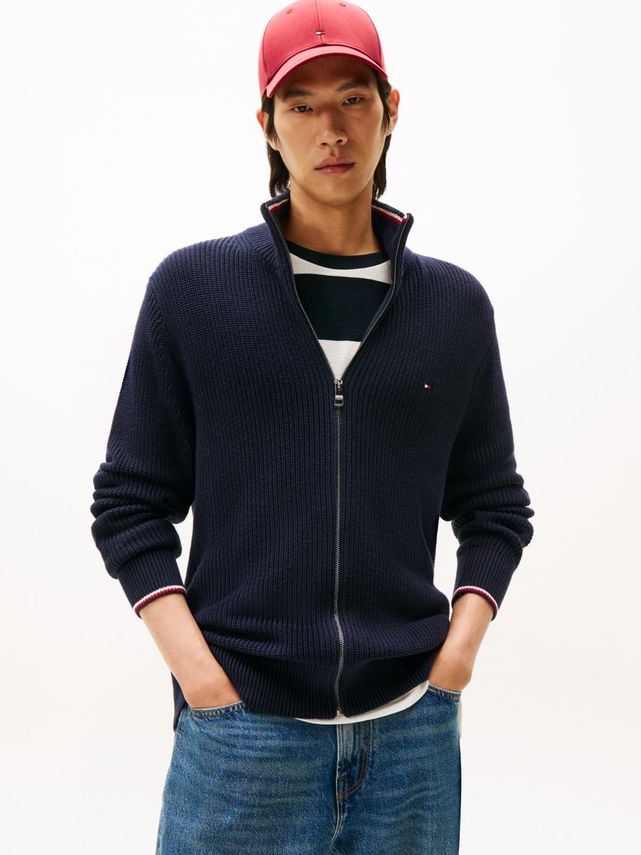 Rwb Rib Zip Through fra Tommy Hilfiger