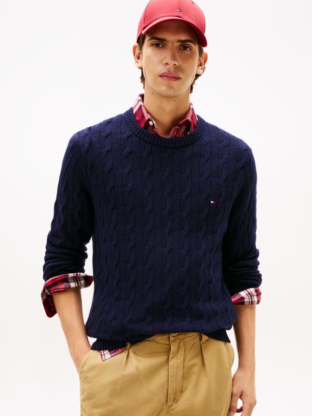 Lambswool Blend Cable Crew fra Tommy Hilfiger