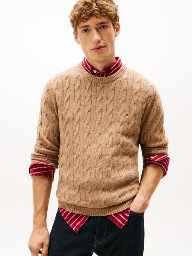 Lambswool Blend Cable Crew fra Tommy Hilfiger