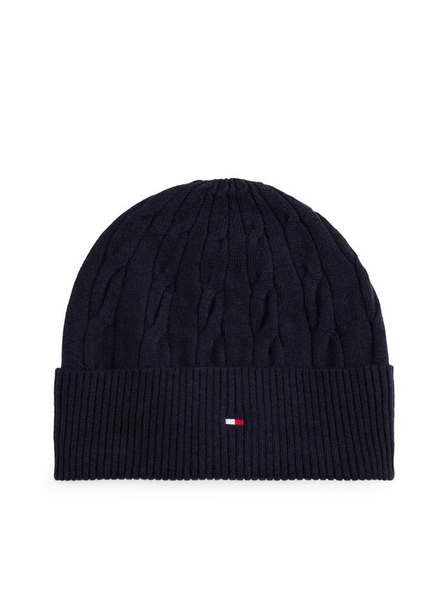 Th Flag Cable Knit Beanie fra Tommy Hilfiger