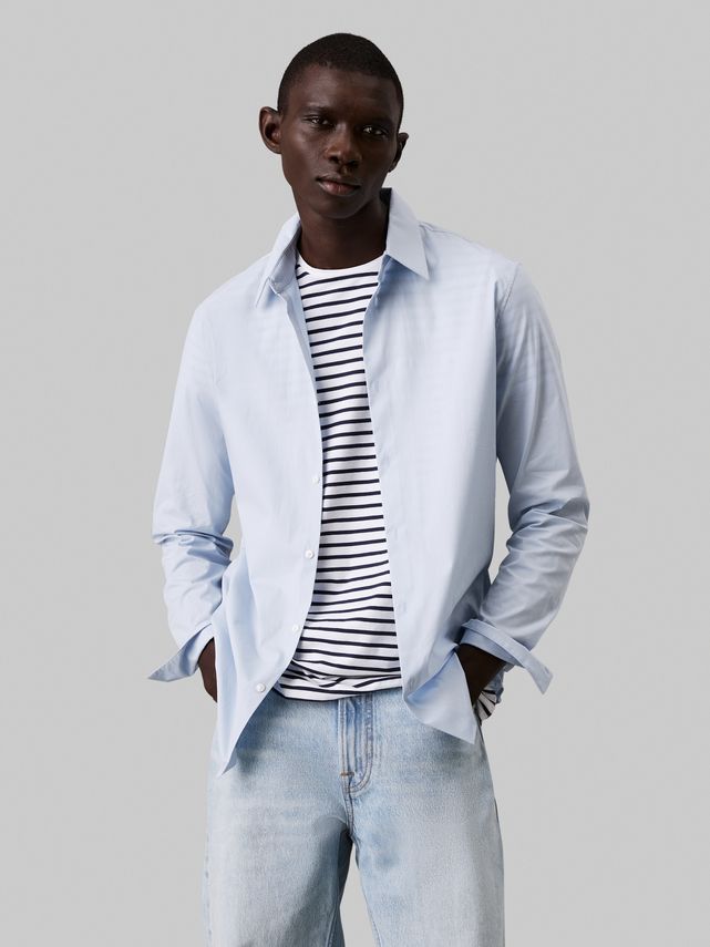 Ls Solid Stretch Slim Shirt fra Calvin Klein