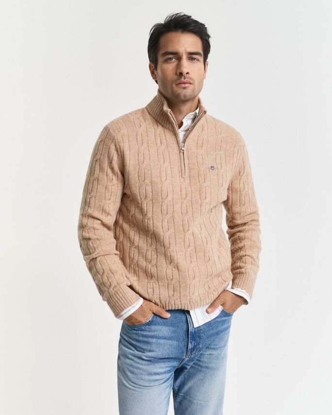 Lambswool Cable Half Zip fra Gant