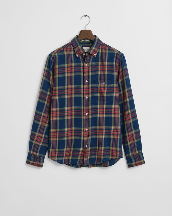 Reg Indigo Twill Check Shirt fra Gant