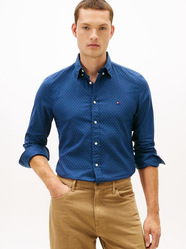 Flex Poplin Mini Print Sf Shirt fra Tommy Hilfiger