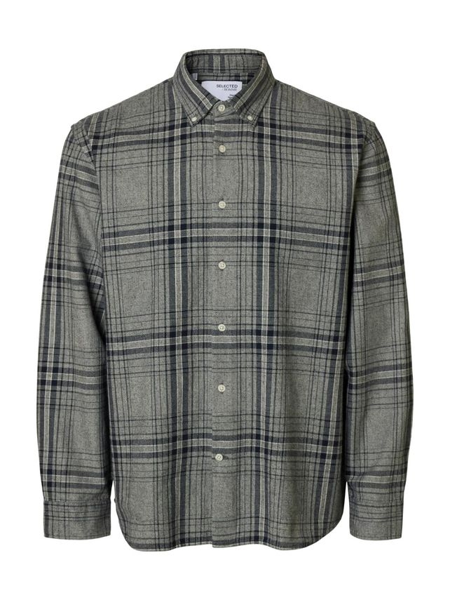 Slhregnoah Mix Bdwn Ls Shirt Camp fra Selected