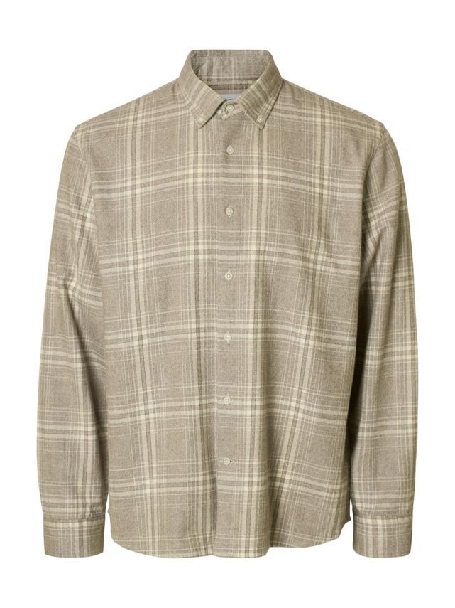 Slhregnoah Mix Bdwn Ls Shirt Camp fra Selected