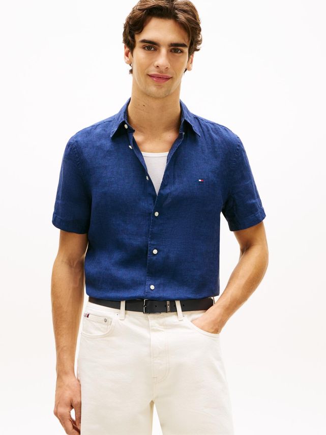 Pigment Dyed Linen Rf Shirt S S fra Tommy Hilfiger