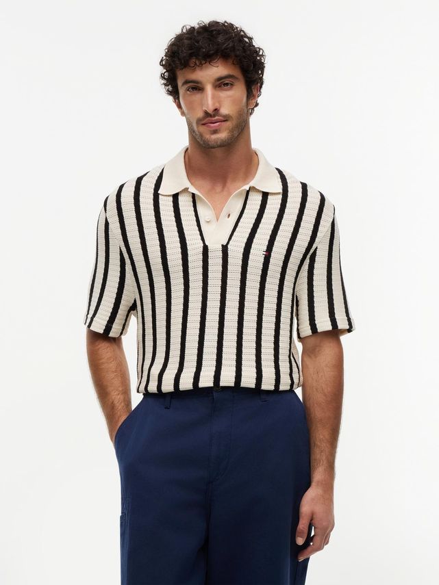 Open Knit Relaxed Fit Polo fra Tommy Hilfiger
