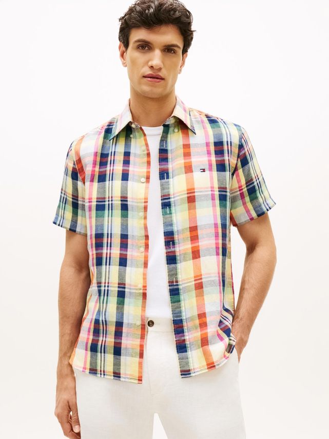 Linen Blend Check Plaid S S fra Tommy Hilfiger