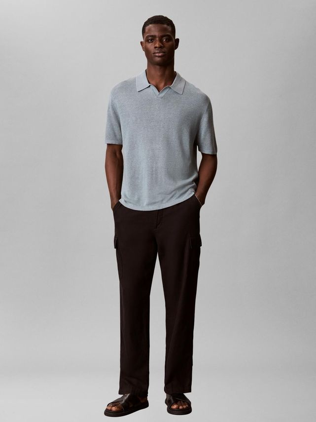 Ss Linen Blnd Johnny Swtr 12gg fra Calvin Klein