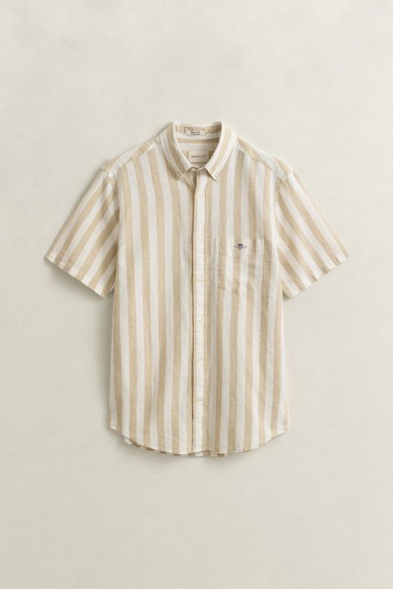 Reg Cotton Linen Stripe Ss Shirt fra Gant