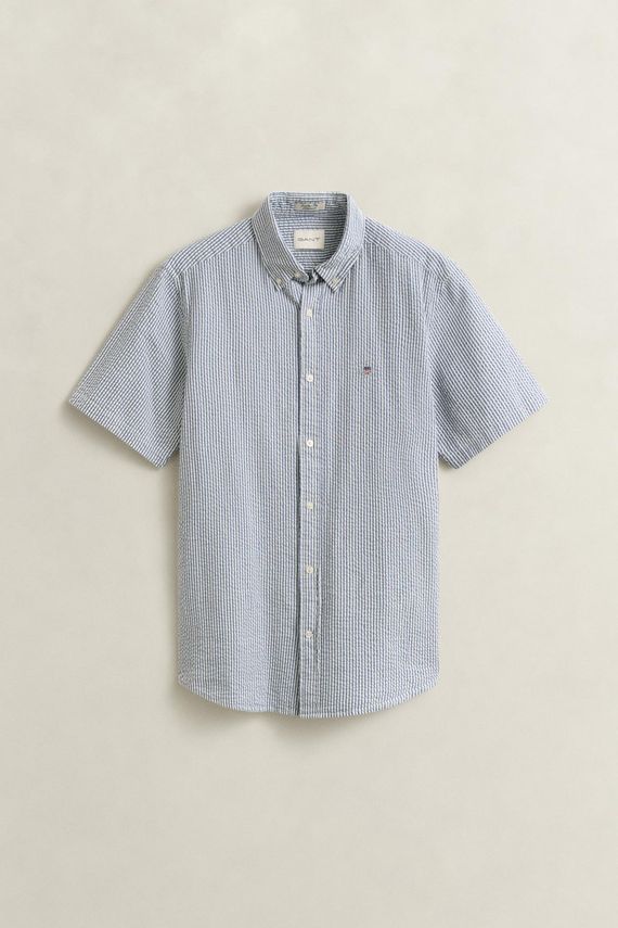 Reg Seersucker Stripe Ss Shirt fra Gant