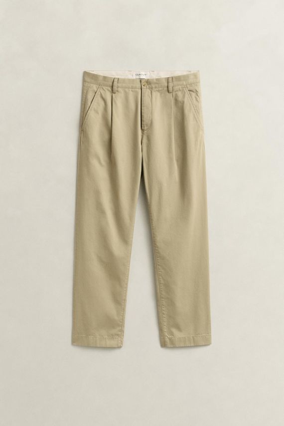 Reg Pleated Cotton Twill Chinos fra Gant