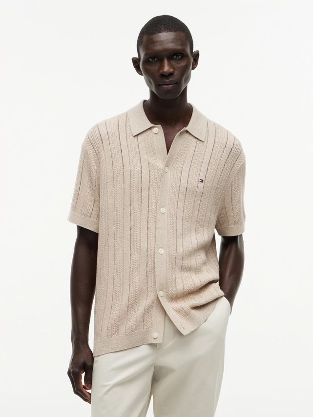Pointelle Structure Ss Shirt fra Tommy Hilfiger