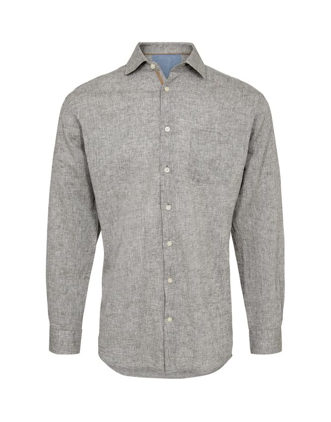 L S Regular Fit Linen Look fra Black Blue