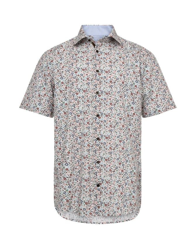 Moderne Blomsterprint Kortærmet Skjorte fra Gino Marcello