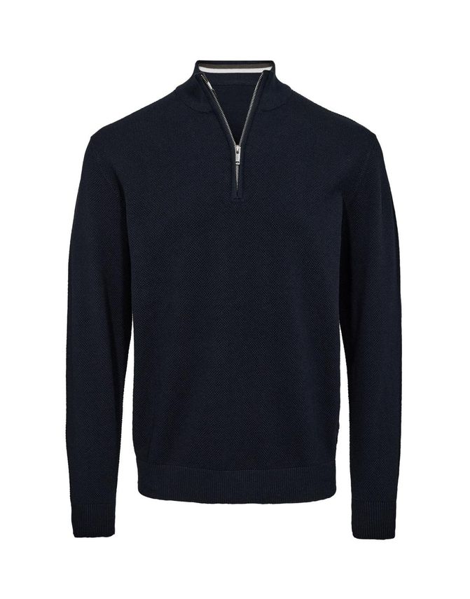 Zip Collar Regular Fit Knit fra Black Blue