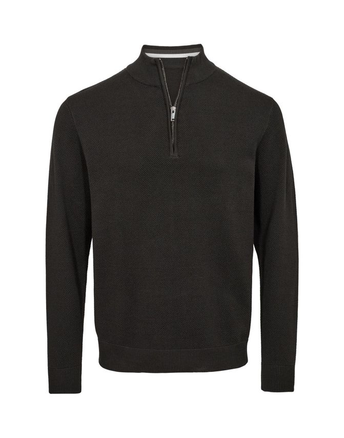 Zip Collar Regular Fit Knit fra Black Blue