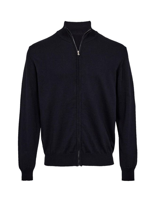 Zip Cardigan Merino Knit Modern Fit fra Gino Marcello