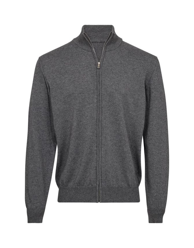 Zip Cardigan Merino Knit Modern Fit fra Gino Marcello