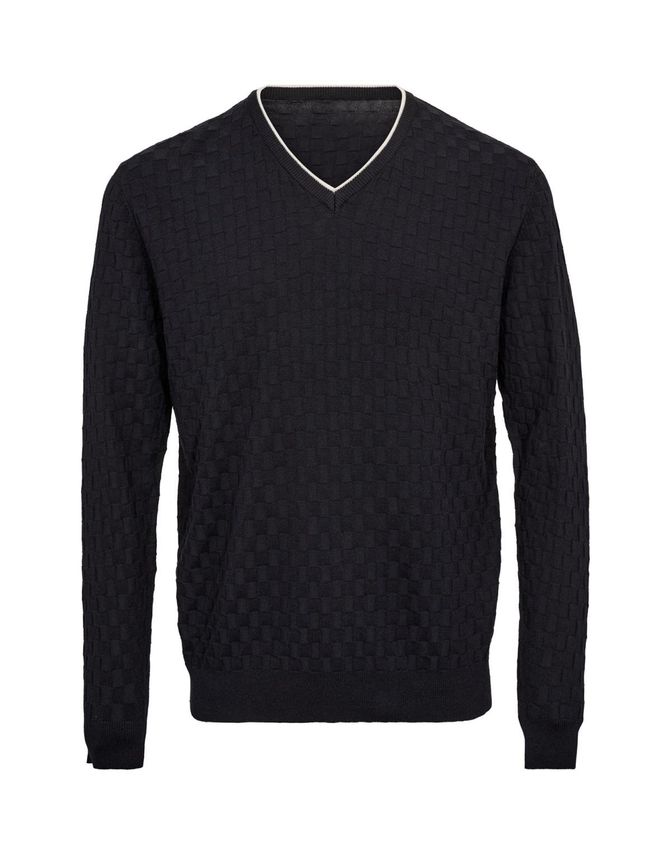 V Neck Knit Regular Fit fra Black Blue