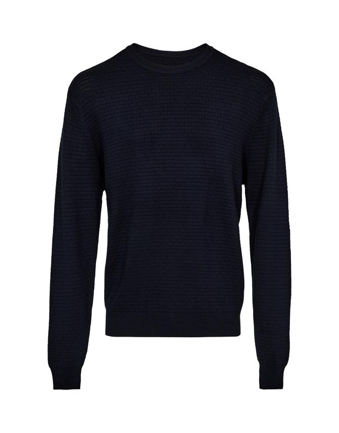 O Neck W. Structure Regular Fi fra Black Blue