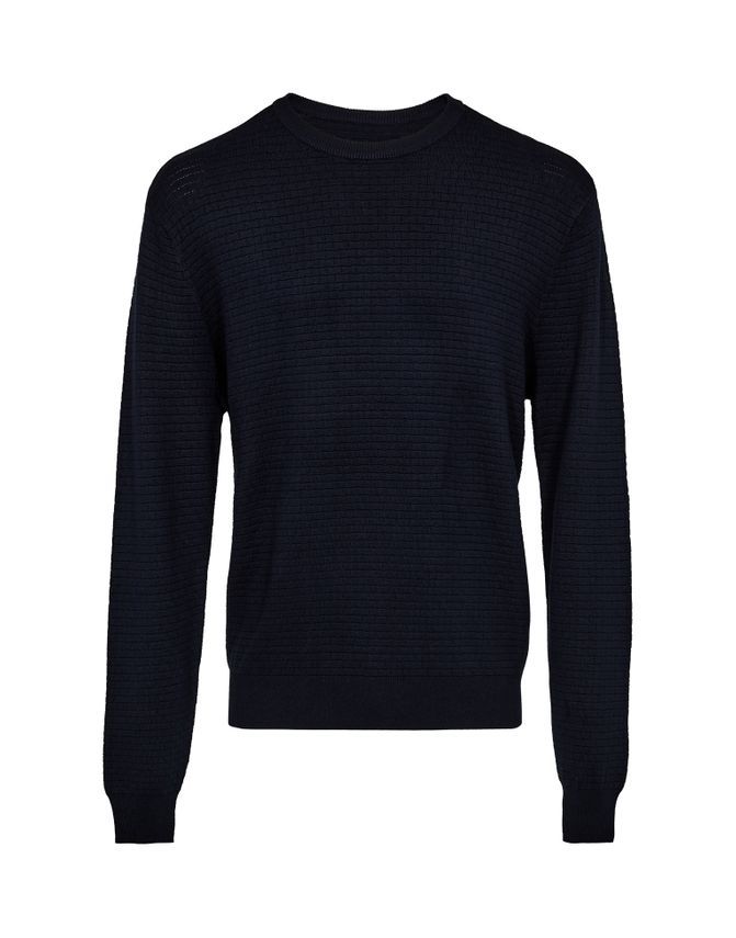 O Neck W. Structure Regular Fi fra Black Blue