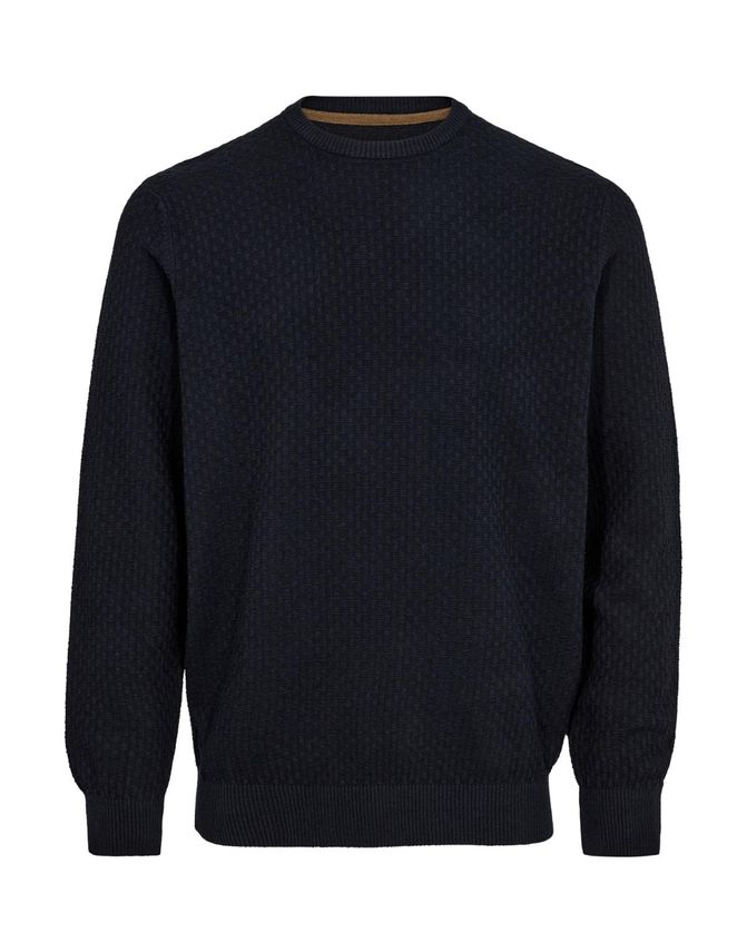 Klassisk Reg Fit O Neck Striktrøje fra Black Blue - Tidløs Stil