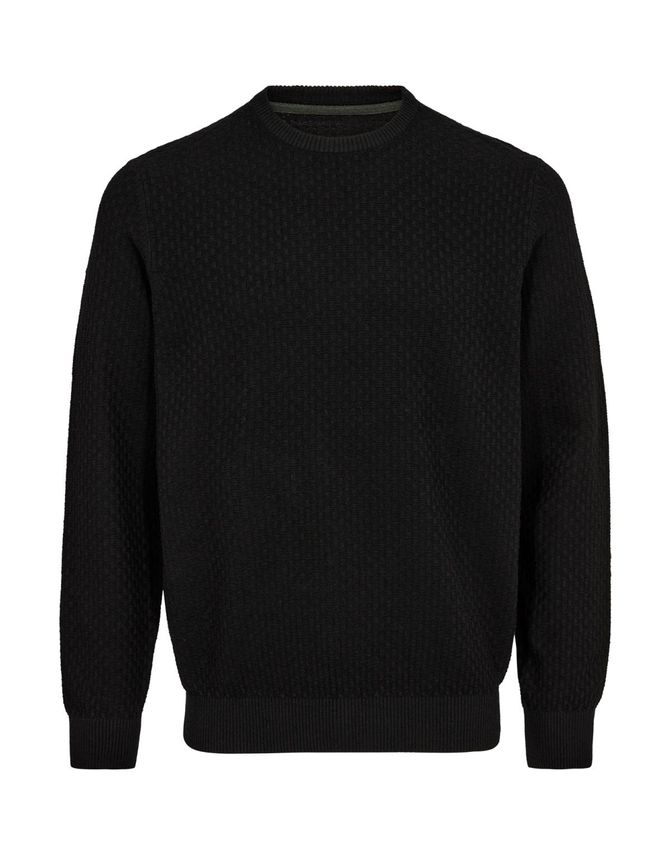 Klassisk O-hals Striktrøje fra Black Blue – Tidløs Stil