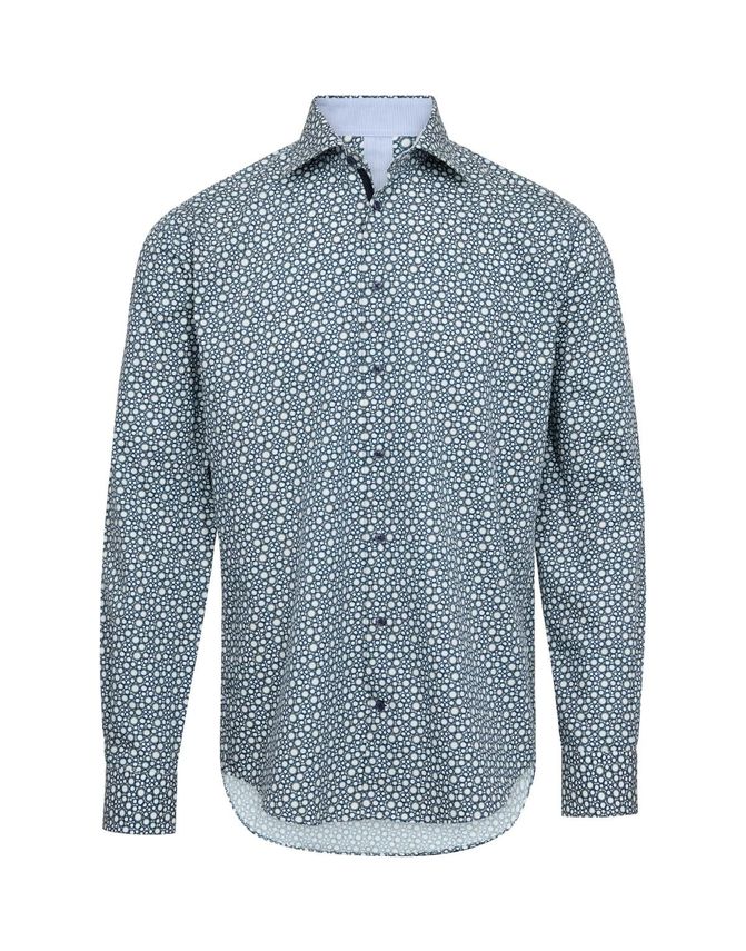 Moderne Navy Skjorte med Prikket Mønster fra Gino Marcello