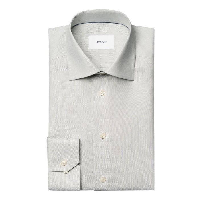 Elegant Melange Semi Solid Fine Twill Skjorte fra Eton
