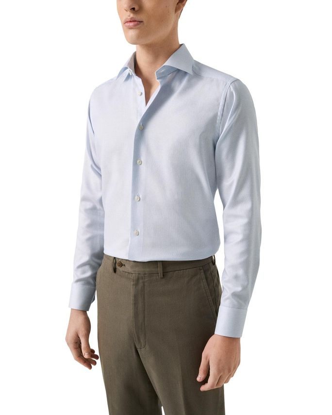Eton Herringbone Dobby Skjorte - Elegant og Krølfri Stil