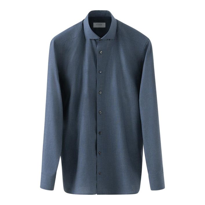 Eton Houndstooth Rynkefri Flannel Skjorte - Black Friday Tilbud