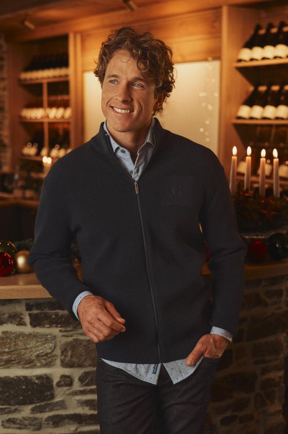 Zip Cardigan Modern Fit fra Gino Marcello