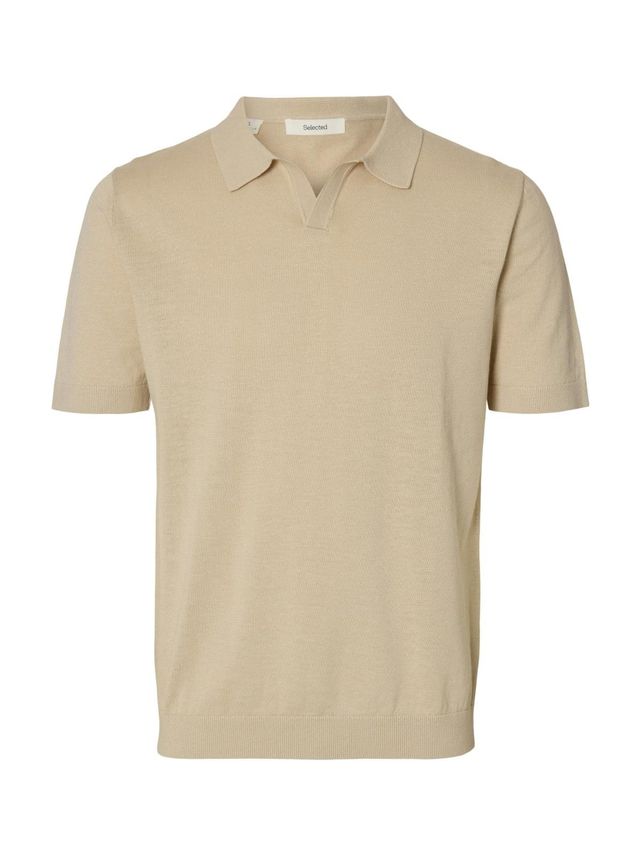 Slhmattis Ss Linen Blend Open Polo fra Selected