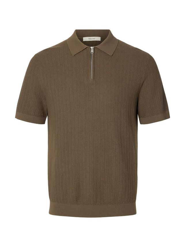 Slhcran Ss Knit Structure Half Zip fra Selected