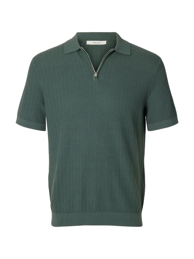 Slhcran Ss Knit Structure Half Zip fra Selected