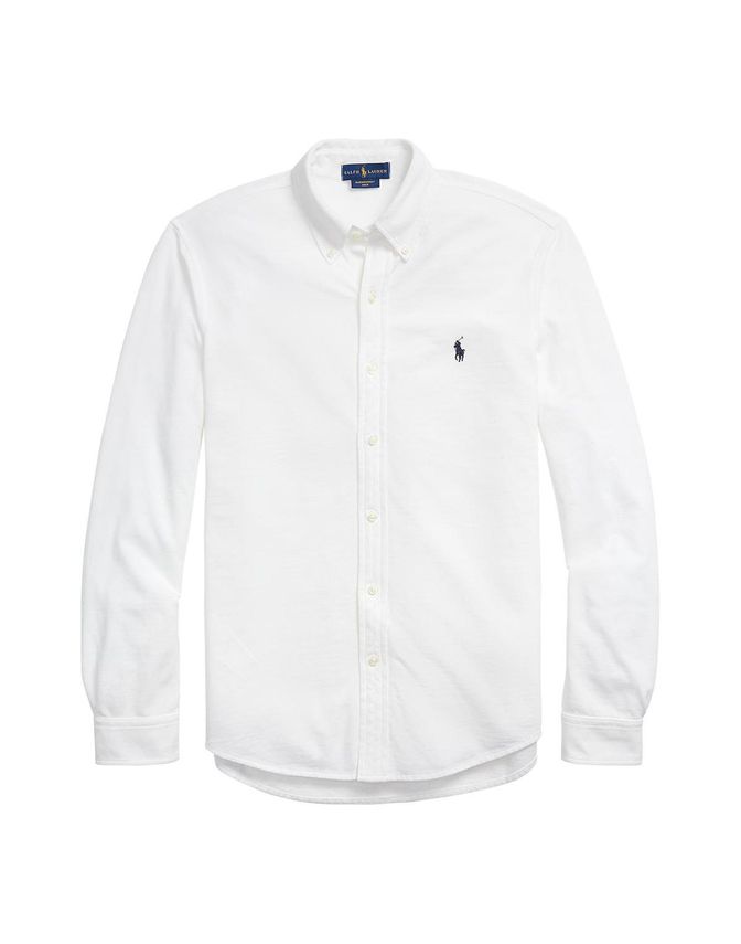 Ralph Lauren Letvægts Mesh Skjorte – Hvid Slim Fit Tilbud