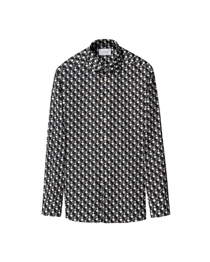 Geometric Print Cotton Tencel Lyocell Shirt fra Eton
