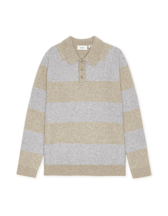 Striped Melange Knitted Polo fra Les Deux