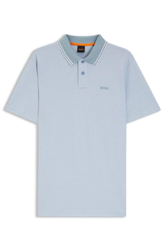 BOSS Poloshirt i Oxford-Bomuld med Striber og Logo