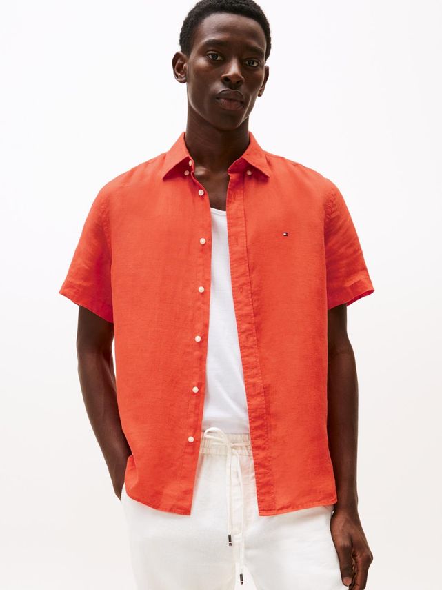 Pigmentfarvet Linned Skjorte fra Tommy Hilfiger - Tilbud!