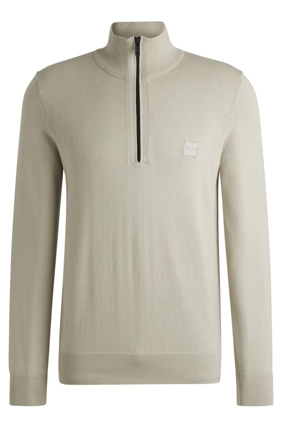 BOSS Orange Kanobix Sweater med Lynlås - Økologisk Bomuld