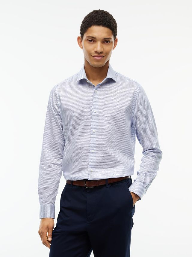 Ny Flex Collar Twill Print Shirt fra Tommy Hilfiger